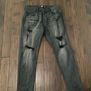 Hollister dark gray ripped pants W29 L30
